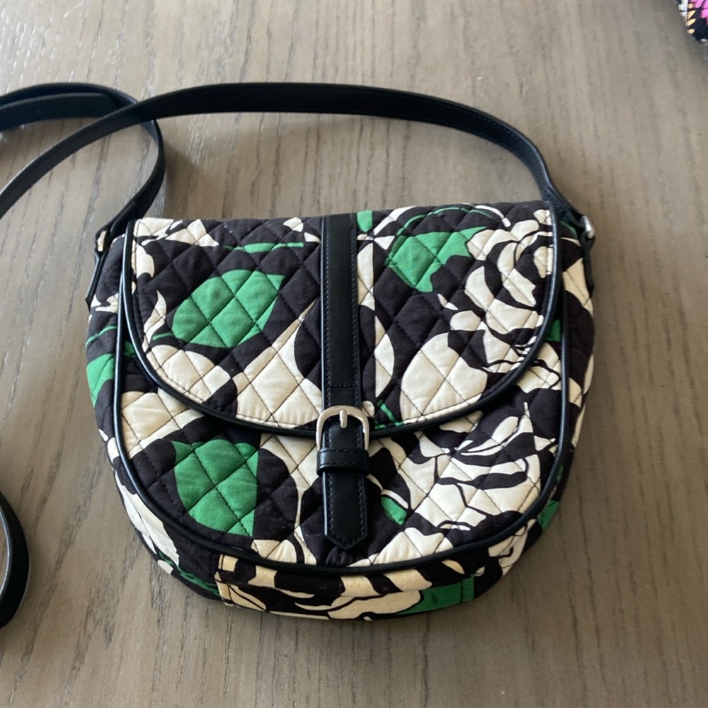 Vera Bradley Slim Saddle Crossbody Shoulder Bag Purse Imperial Rose